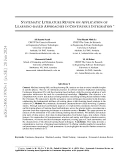 Systematic Literature Review on Application of Learning-based Approaches
  in Continuous Integration