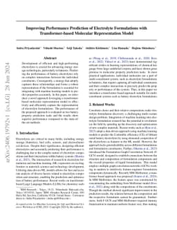 Improving Performance Prediction of Electrolyte Formulations with
  Transformer-based Molecular Representation Model