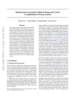 Reinforcement Learning for Efficient Design and Control Co-optimisation
  of Energy Systems