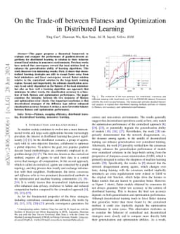 On the Trade-off between Flatness and Optimization in Distributed
  Learning