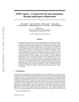 BMW Agents -- A Framework For Task Automation Through Multi-Agent
  Collaboration