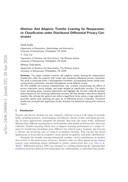 Minimax And Adaptive Transfer Learning for Nonparametric Classification
  under Distributed Differential Privacy Constraints