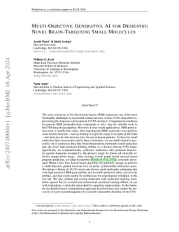 Multi-objective generative AI for designing novel brain-targeting small
  molecules