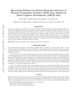 Harnessing XGBoost for Robust Biomarker Selection of
  Obsessive-Compulsive Disorder (OCD) from Adolescent Brain Cognitive
  Development (ABCD) data