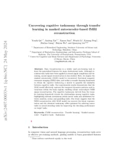 Uncovering cognitive taskonomy through transfer learning in masked
  autoencoder-based fMRI reconstruction