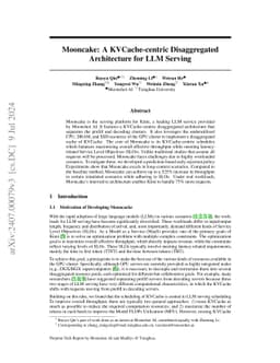 Mooncake: A KVCache-centric Disaggregated Architecture for LLM Serving