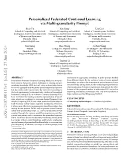 Personalized Federated Continual Learning via Multi-granularity Prompt