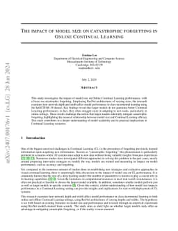 The impact of model size on catastrophic forgetting in Online Continual
  Learning