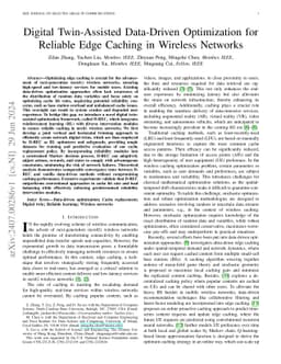 Digital Twin-Assisted Data-Driven Optimization for Reliable Edge Caching
  in Wireless Networks