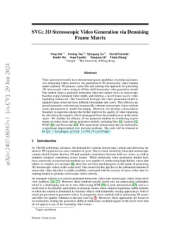 SVG: 3D Stereoscopic Video Generation via Denoising Frame Matrix