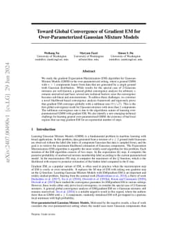 Toward Global Convergence of Gradient EM for Over-Parameterized Gaussian
  Mixture Models