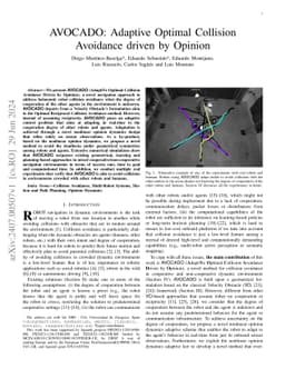 AVOCADO: Adaptive Optimal Collision Avoidance driven by Opinion