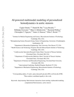 AI-powered multimodal modeling of personalized hemodynamics in aortic
  stenosis