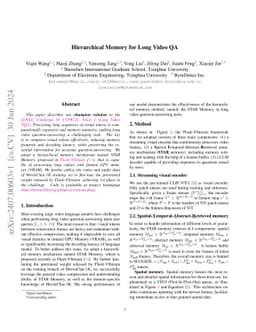 Hierarchical Memory for Long Video QA