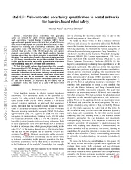 DADEE: Well-calibrated uncertainty quantification in neural networks for
  barriers-based robot safety