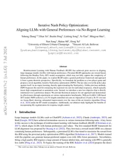 Iterative Nash Policy Optimization: Aligning LLMs with General Preferences via No-Regret Learning