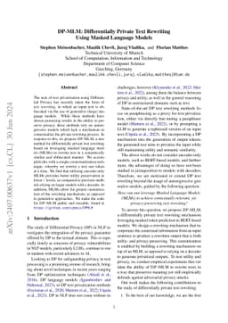 DP-MLM: Differentially Private Text Rewriting Using Masked Language
  Models
