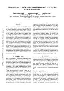 Improving Real-Time Music Accompaniment Separation with MMDenseNet
