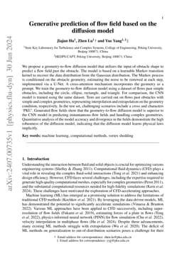 Generative prediction of flow field based on the diffusion model