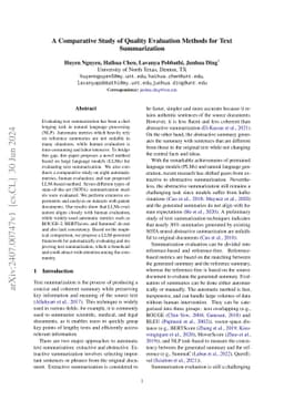 A Comparative Study of Quality Evaluation Methods for Text Summarization