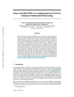 Step-Controlled DPO: Leveraging Stepwise Error for Enhanced Mathematical
  Reasoning