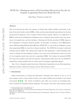 MUSE-Net: Missingness-aware mUlti-branching Self-attention Encoder for Irregular Longitudinal Electronic Health Records