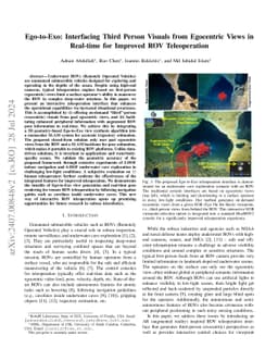 Ego-to-Exo: Interfacing Third Person Visuals from Egocentric Views in
  Real-time for Improved ROV Teleoperation
