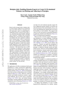 Roleplay-doh: Enabling Domain-Experts to Create LLM-simulated Patients
  via Eliciting and Adhering to Principles