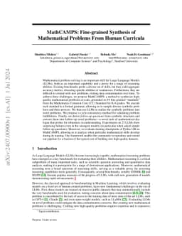 MathCAMPS: Fine-grained Synthesis of Mathematical Problems From Human
  Curricula