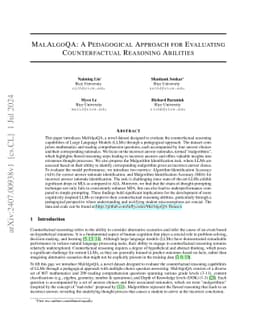 MalAlgoQA: A Pedagogical Approach for Evaluating Counterfactual
  Reasoning Abilities