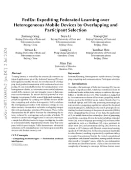 FedEx: Expediting Federated Learning over Heterogeneous Mobile Devices
  by Overlapping and Participant Selection