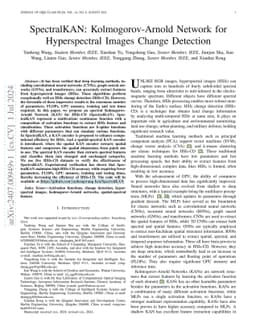 SpectralKAN: Kolmogorov-Arnold Network for Hyperspectral Images Change
  Detection