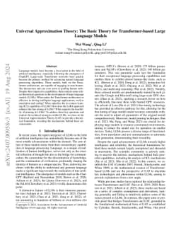 Universal Approximation Theory: The Basic Theory for Transformer-based
  Large Language Models