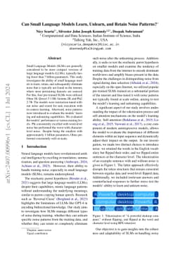 Can Small Language Models Learn, Unlearn, and Retain Noise Patterns?