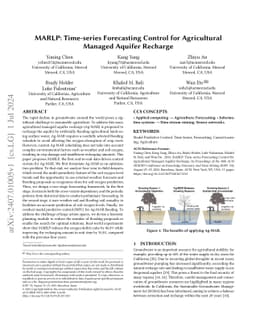 MARLP: Time-series Forecasting Control for Agricultural Managed Aquifer
  Recharge
