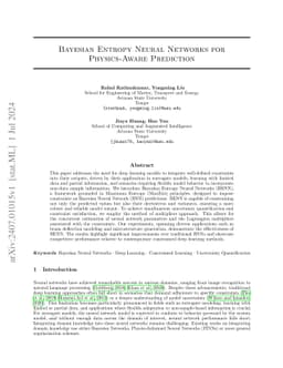 Bayesian Entropy Neural Networks for Physics-Aware Prediction