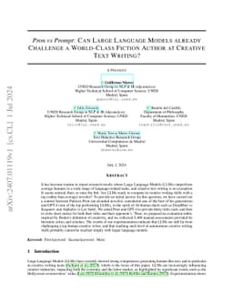 Pron vs Prompt: Can Large Language Models already Challenge a
  World-Class Fiction Author at Creative Text Writing?