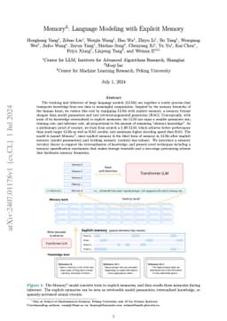 $\text{Memory}^3$: Language Modeling with Explicit Memory