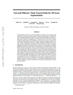 Fast and Efficient: Mask Neural Fields for 3D Scene Segmentation