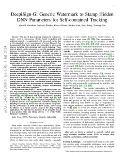 DeepiSign-G: Generic Watermark to Stamp Hidden DNN Parameters for
  Self-contained Tracking