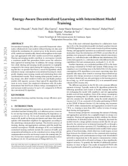 Energy-Aware Decentralized Learning with Intermittent Model Training