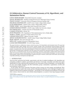 A Collaborative, Human-Centred Taxonomy of AI, Algorithmic, and
  Automation Harms