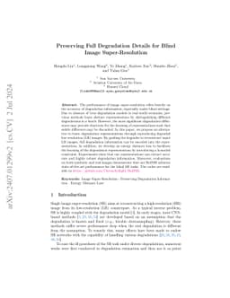 Preserving Full Degradation Details for Blind Image Super-Resolution