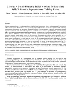 CSFNet: A Cosine Similarity Fusion Network for Real-Time RGB-X Semantic
  Segmentation of Driving Scenes