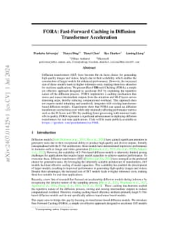 FORA: Fast-Forward Caching in Diffusion Transformer Acceleration