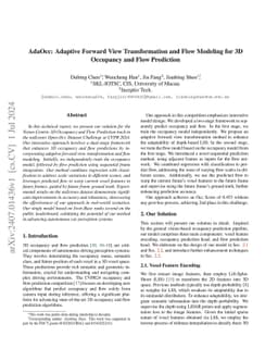 AdaOcc: Adaptive Forward View Transformation and Flow Modeling for 3D
  Occupancy and Flow Prediction
