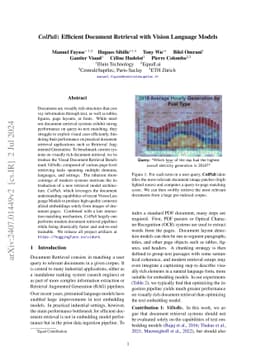 ColPali: Efficient Document Retrieval with Vision Language Models