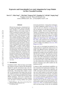 Expressive and Generalizable Low-rank Adaptation for Large Models via
  Slow Cascaded Learning