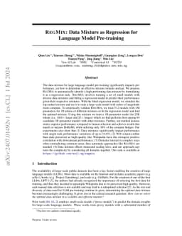 RegMix: Data Mixture as Regression for Language Model Pre-training