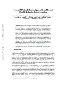 Sparse Diffusion Policy: A Sparse, Reusable, and Flexible Policy for
  Robot Learning